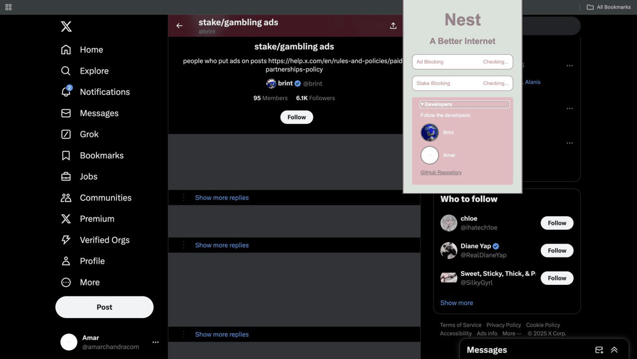Nest Chrome Extension in use